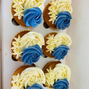 Midnight Blue & Gold Elegance Cupcake Box (Set of 6)
