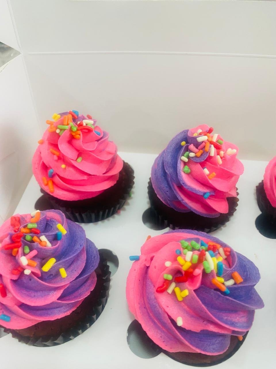 Neon Pink & Purple Swirl Cupcakes Box (Set of 6)