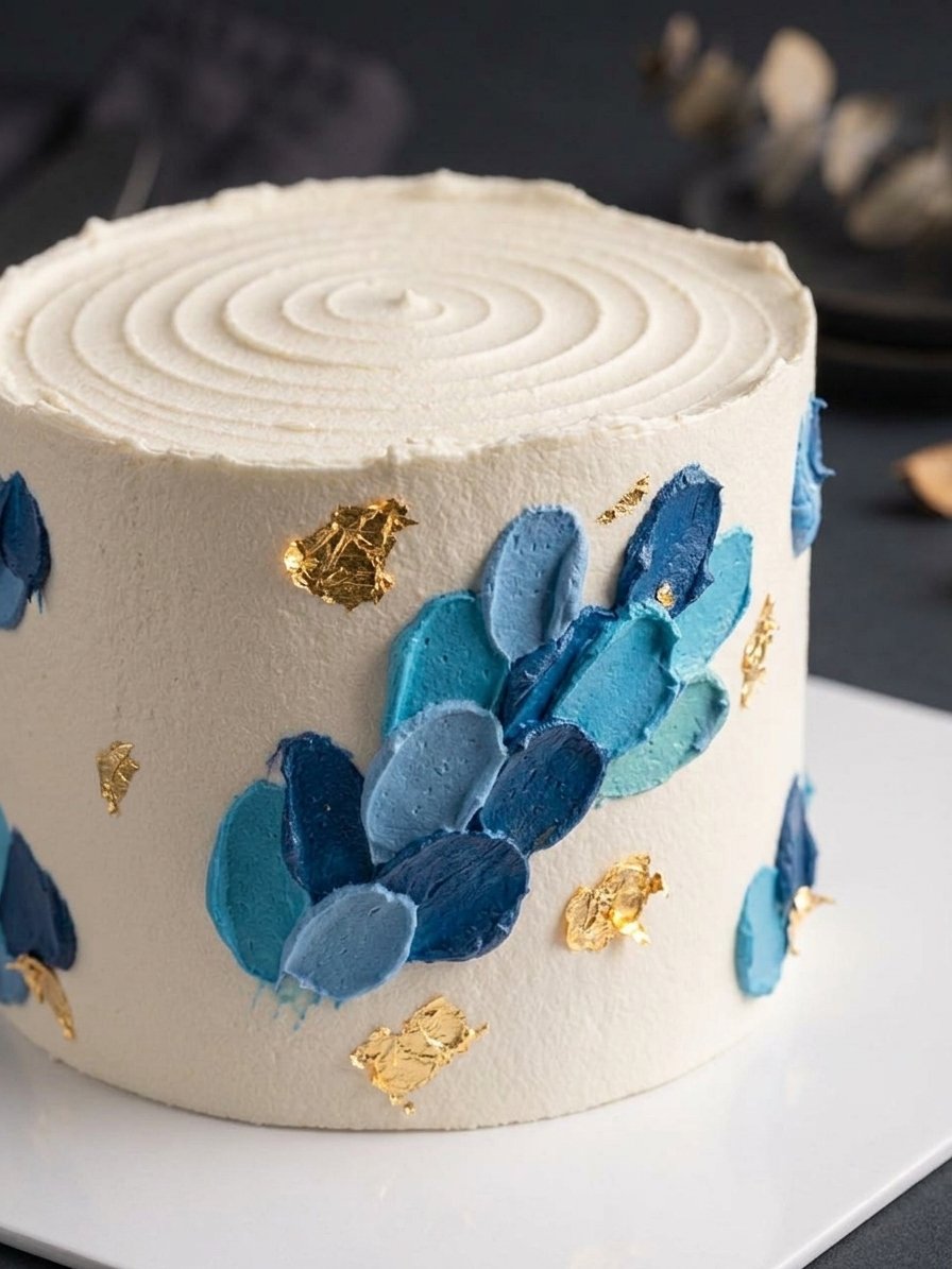 Azure Gilded (1) Azure Gilded Brushstroke Cake - 1KG Ribbon Cake