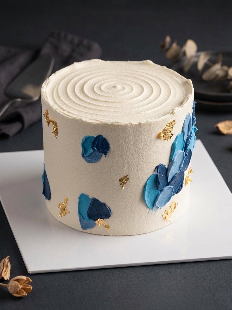 Azure Gilded (2) Azure Gilded Brushstroke Cake - 1KG Ribbon Cake