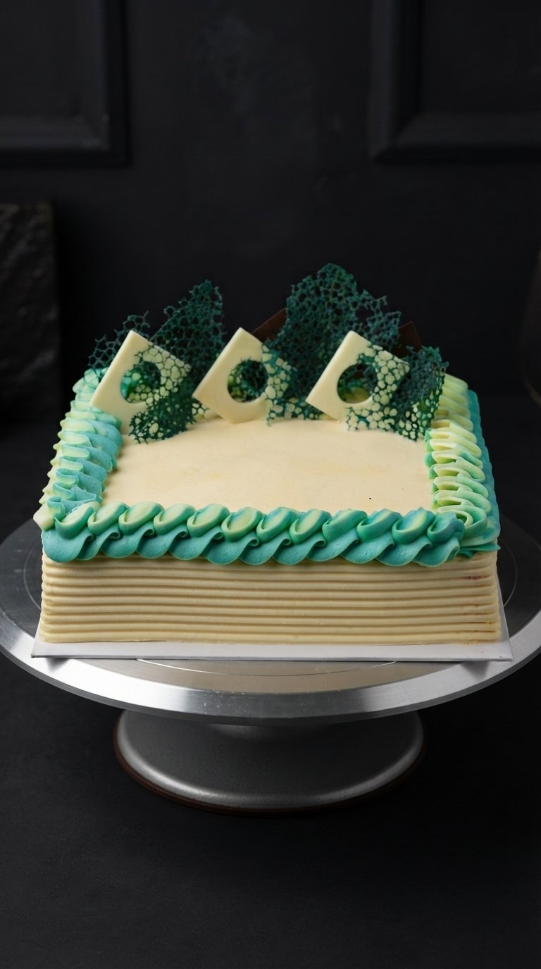 Emerald Azure Square -1KG Ribbon Cake (1) Emerald Azure Square -1KG Ribbon Cake