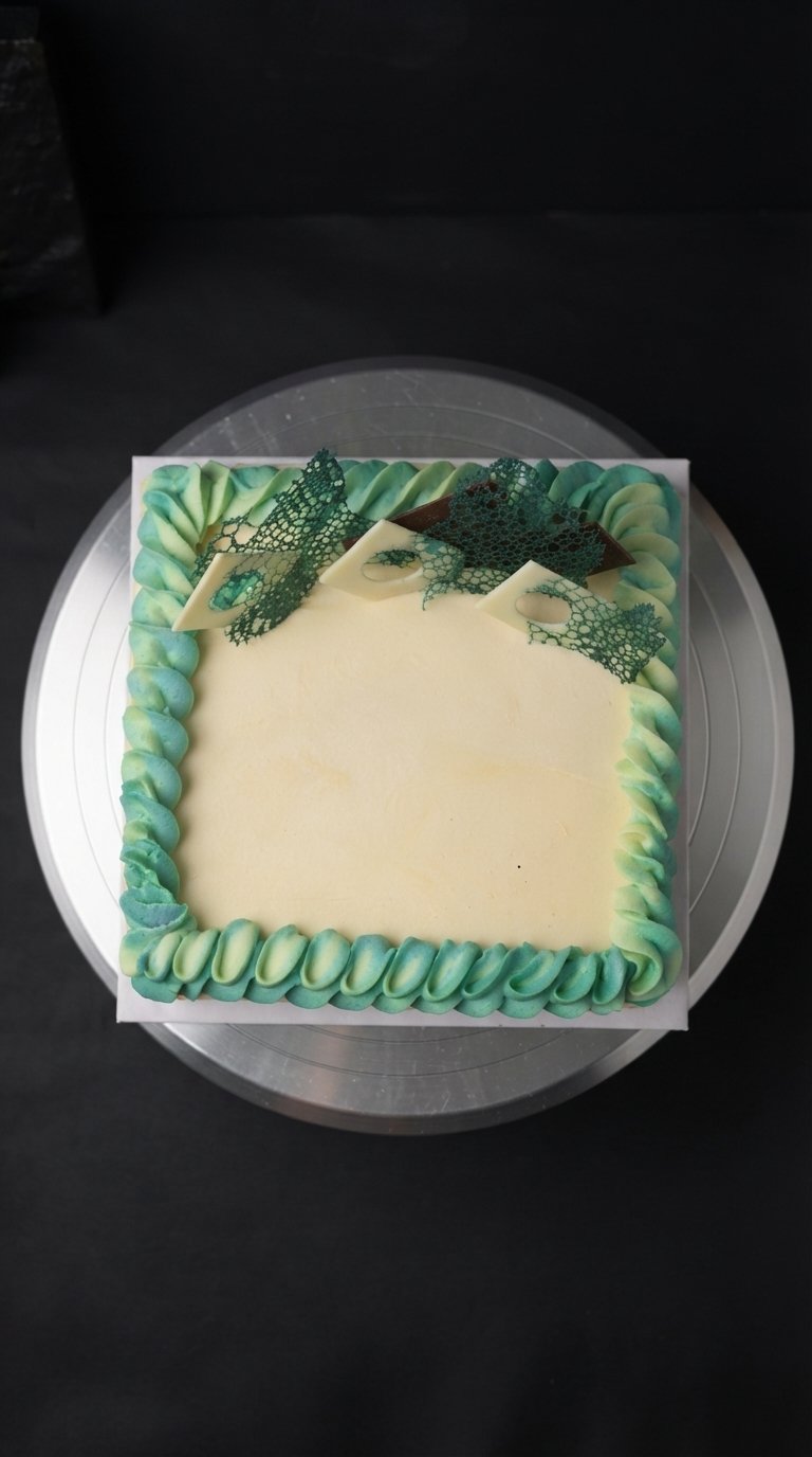 Emerald Azure Square -1KG Ribbon Cake (2) Emerald Azure Square -1KG Ribbon Cake