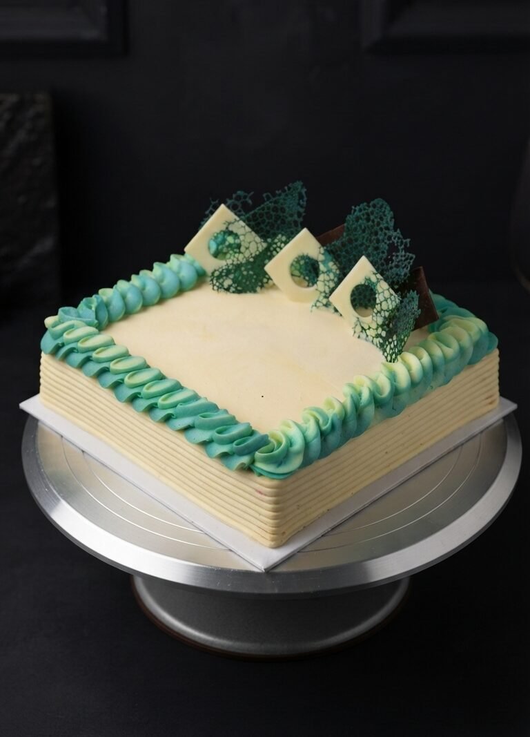Emerald Azure Square -1KG Ribbon Cake (3) Emerald Azure Square -1KG Ribbon Cake