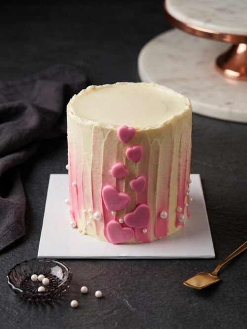 Pink Heart Cascade - 500G Butter Cake