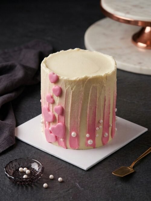 Pink Heart Cascade - 500G Butter Cake