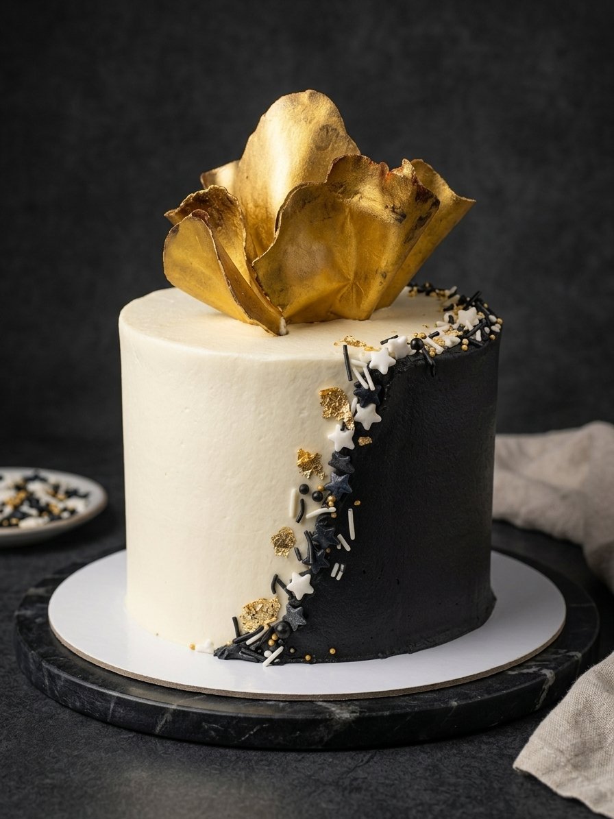 Monochrome Gold Cake - 1KG Butter Chocolate Cake (2) Monochrome Gold Cake - 1KG Butter Chocolate Cake